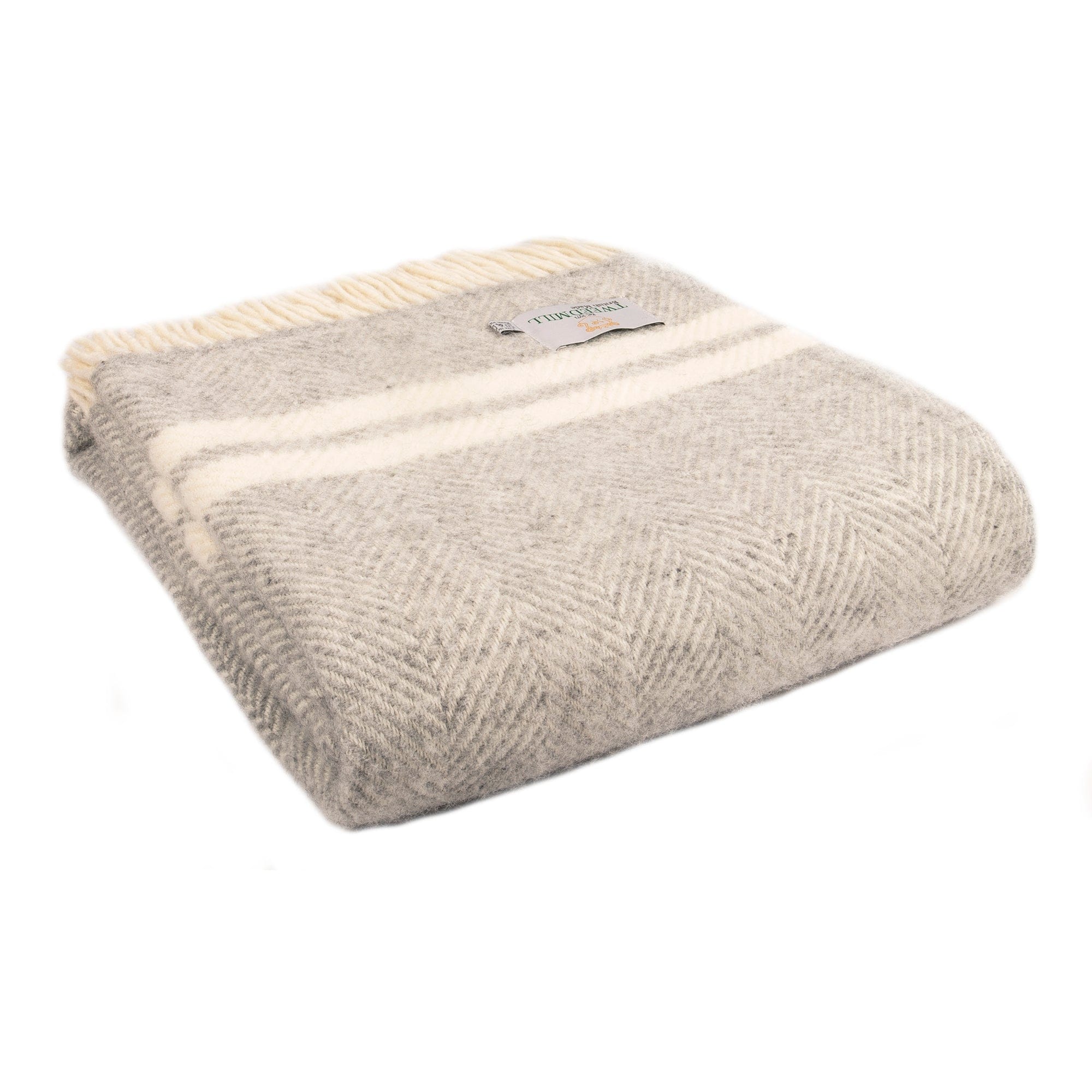 Tweedmill Fishbone Stripe Grey Throw