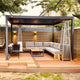 4m x 3m Rectangular Pergola In Grey Aluminium Including 2 x Zip Privacy Screens