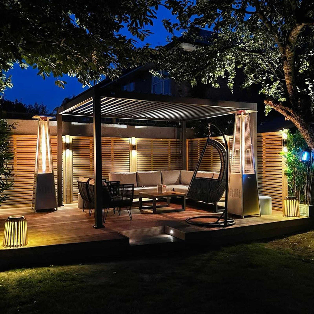 4m x 3m Rectangular Pergola In Grey Aluminium Including 2 x Zip Privacy Screens