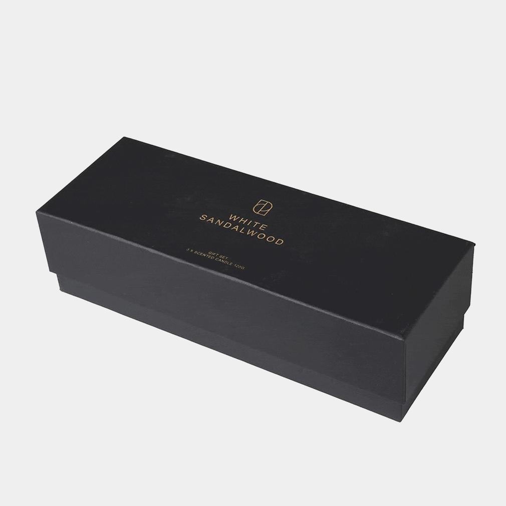 White Sandalwood Gold Candles Set of 3 (DR)