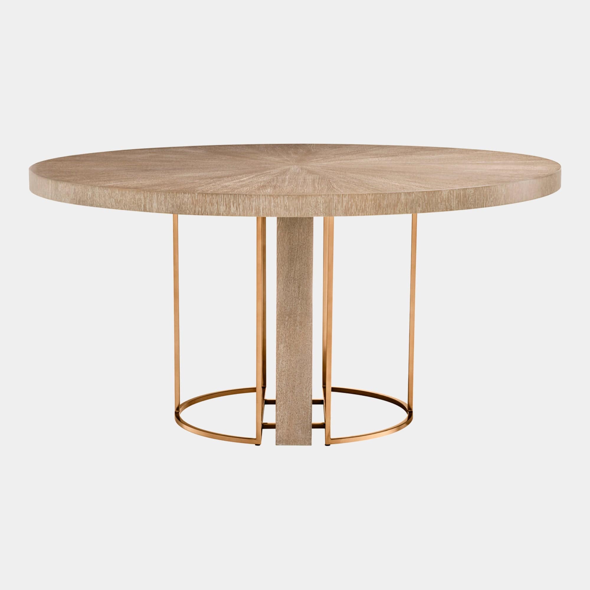 Eichholtz Remington - 152cm Round Dining Table Washed Oak/Brass Finish