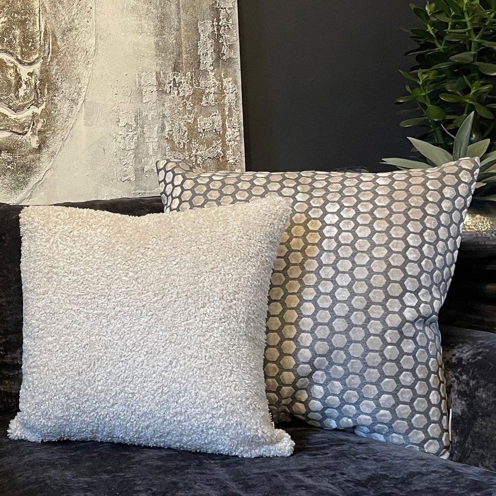 Essence Boucle Faux Fur Ivory Cushion 45x45cm