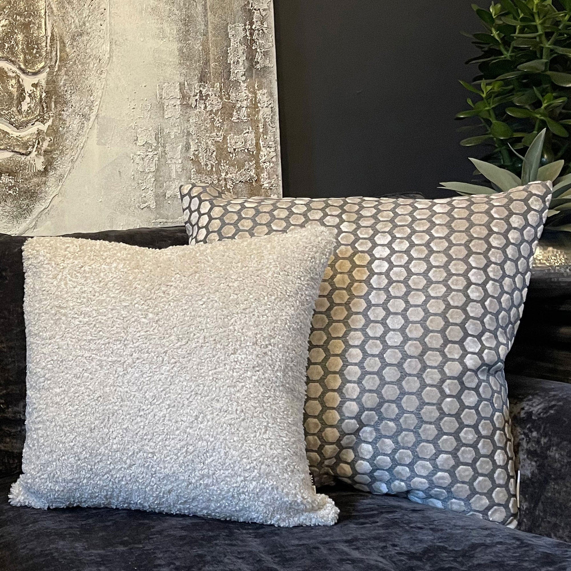 Essence Boucle Faux Fur Ivory Cushion 45x45cm
