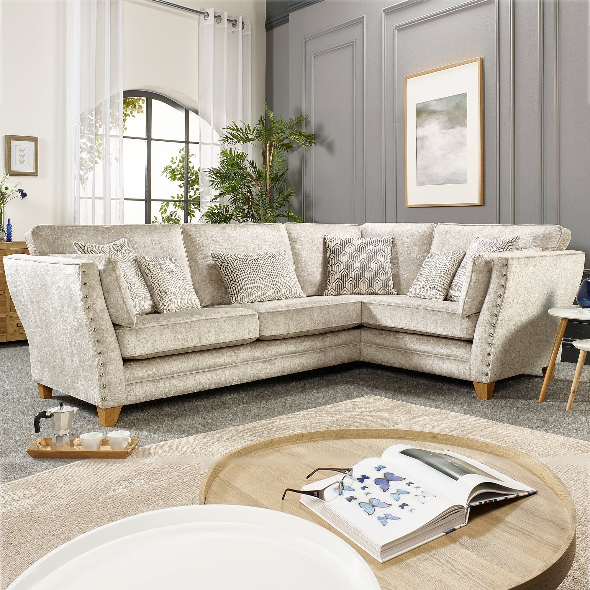 Jessica - High Back Large Chaise Sofa LHF In Fabric Solo