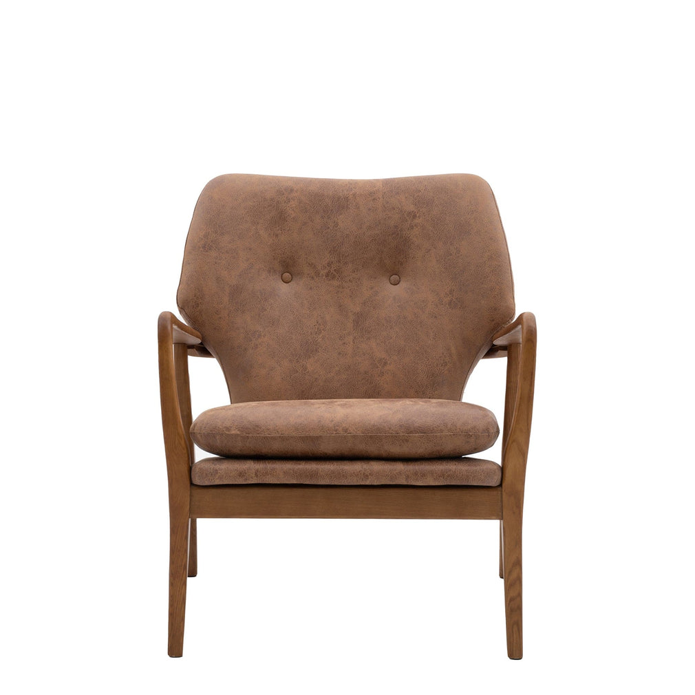 Accent Chair In Leather Brown