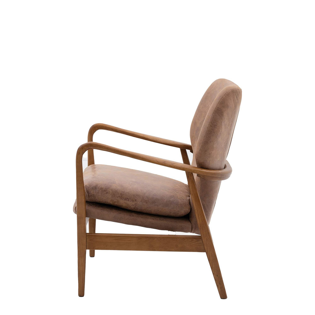 Accent Chair In Leather Brown