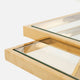 Nest Of Two 'Z' Tables With Clear Glass Top & Gold Frame  (Assembly Required)