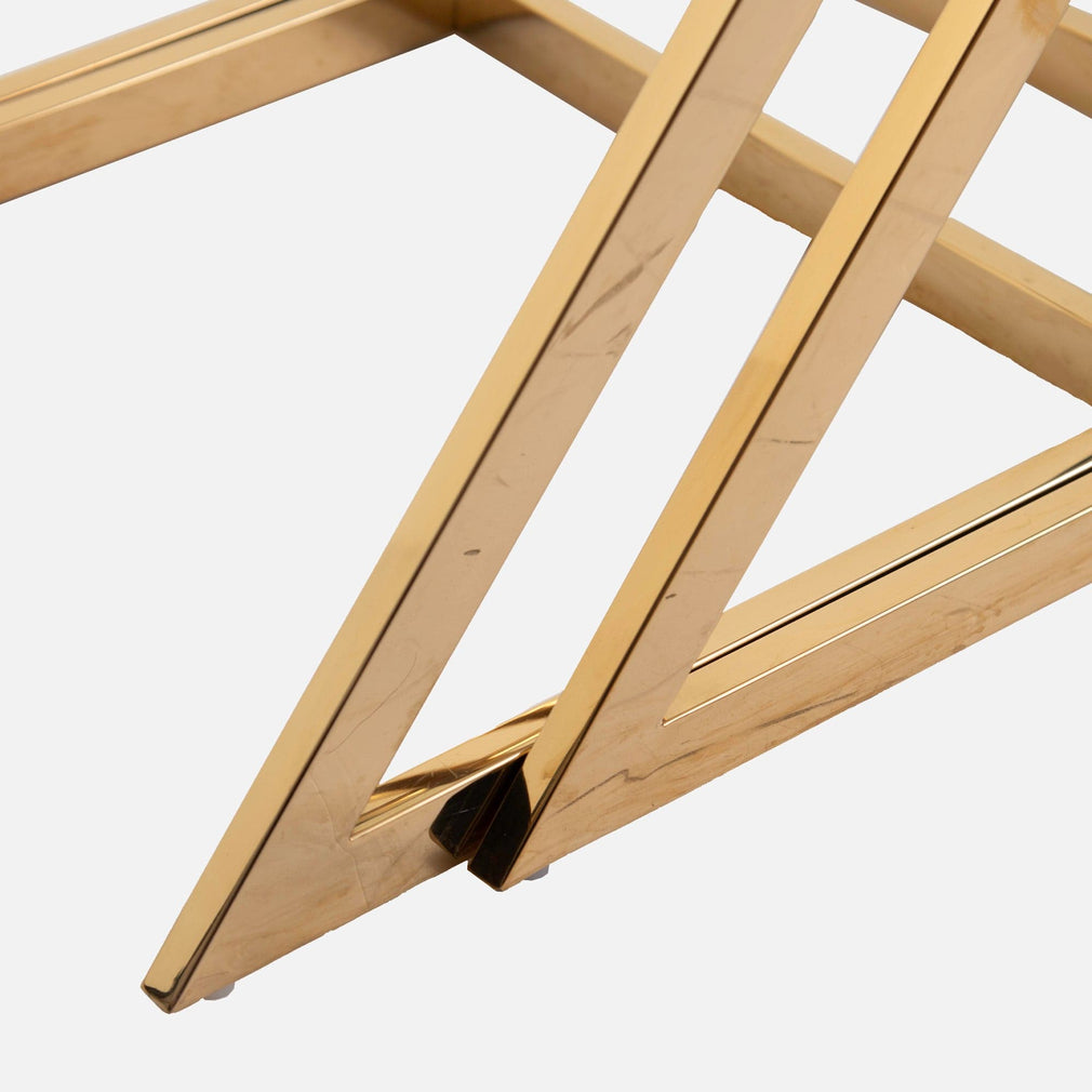 Nest Of Two 'Z' Tables With Clear Glass Top & Gold Frame  (Assembly Required)
