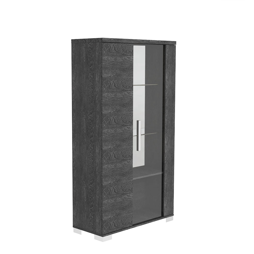 2 Door Vitirine With Light In Grey Birch