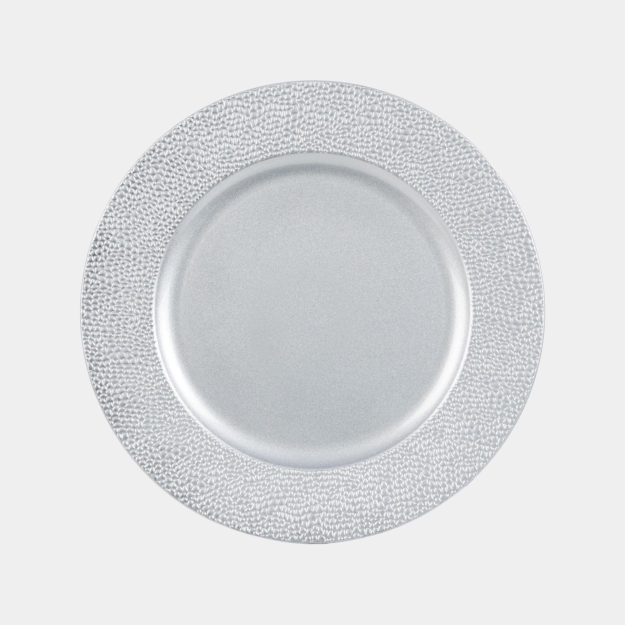 Beaded Textured Charger Plate Silver 33cm(BA)