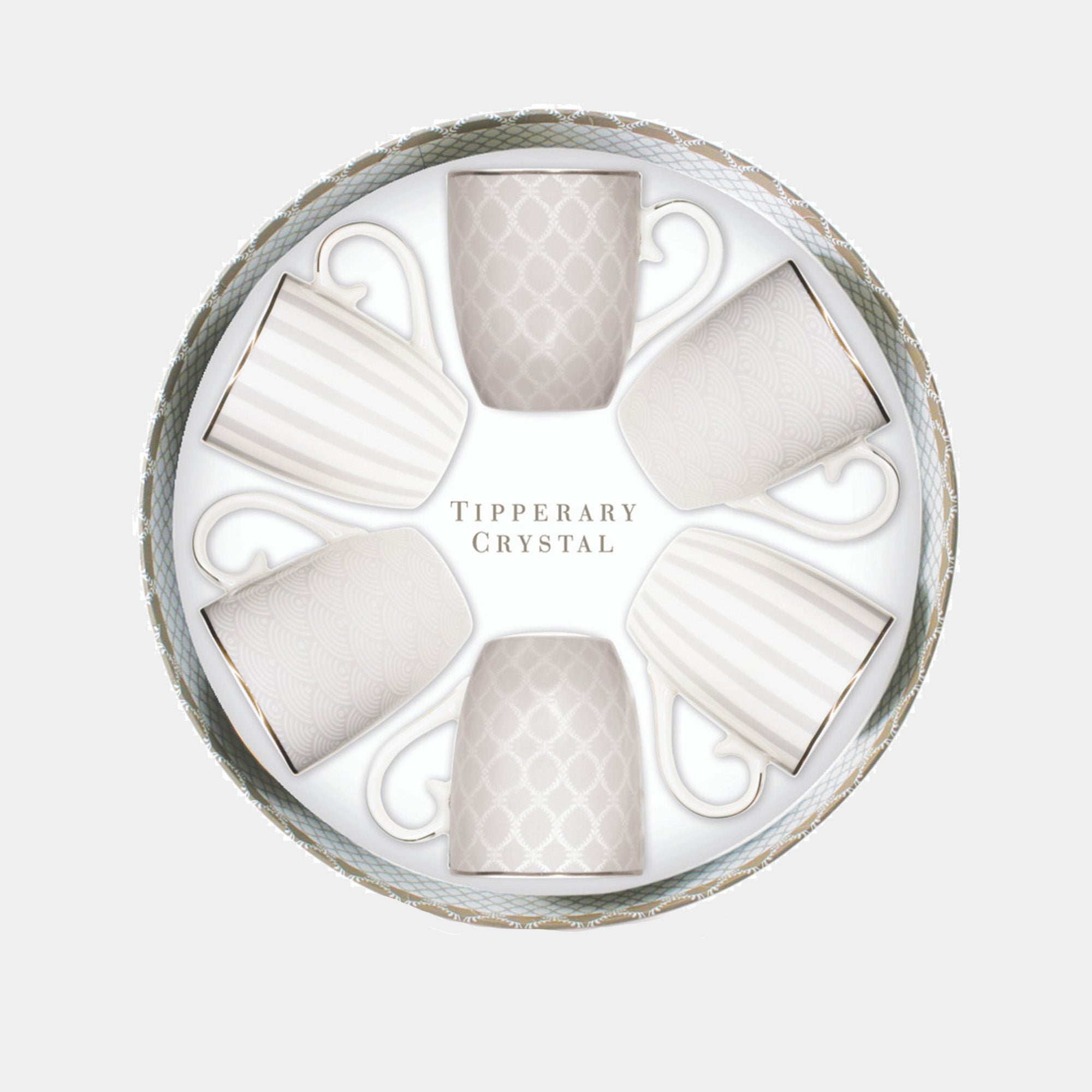 Stripes & Net Mugs Grey Set of 6 (BA)