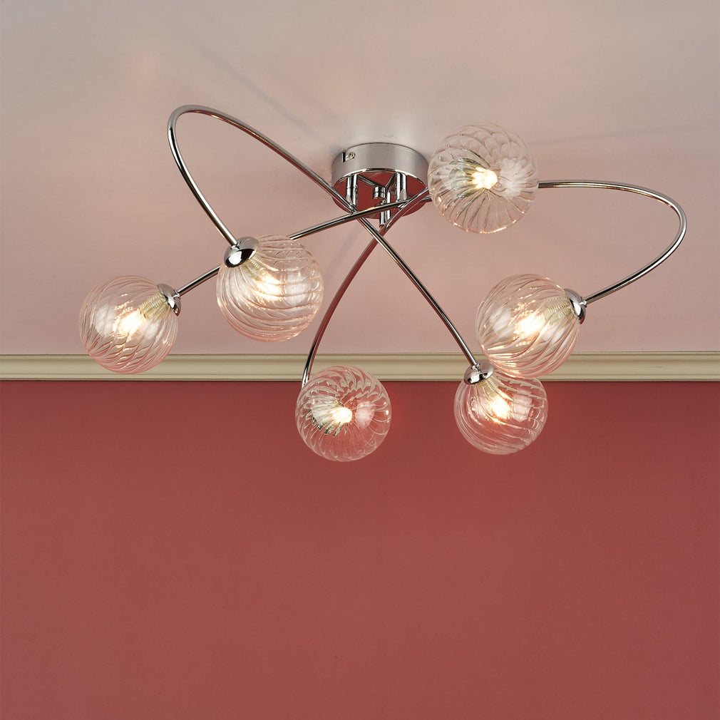 Bardo 6 Light Semi Flush Chrome