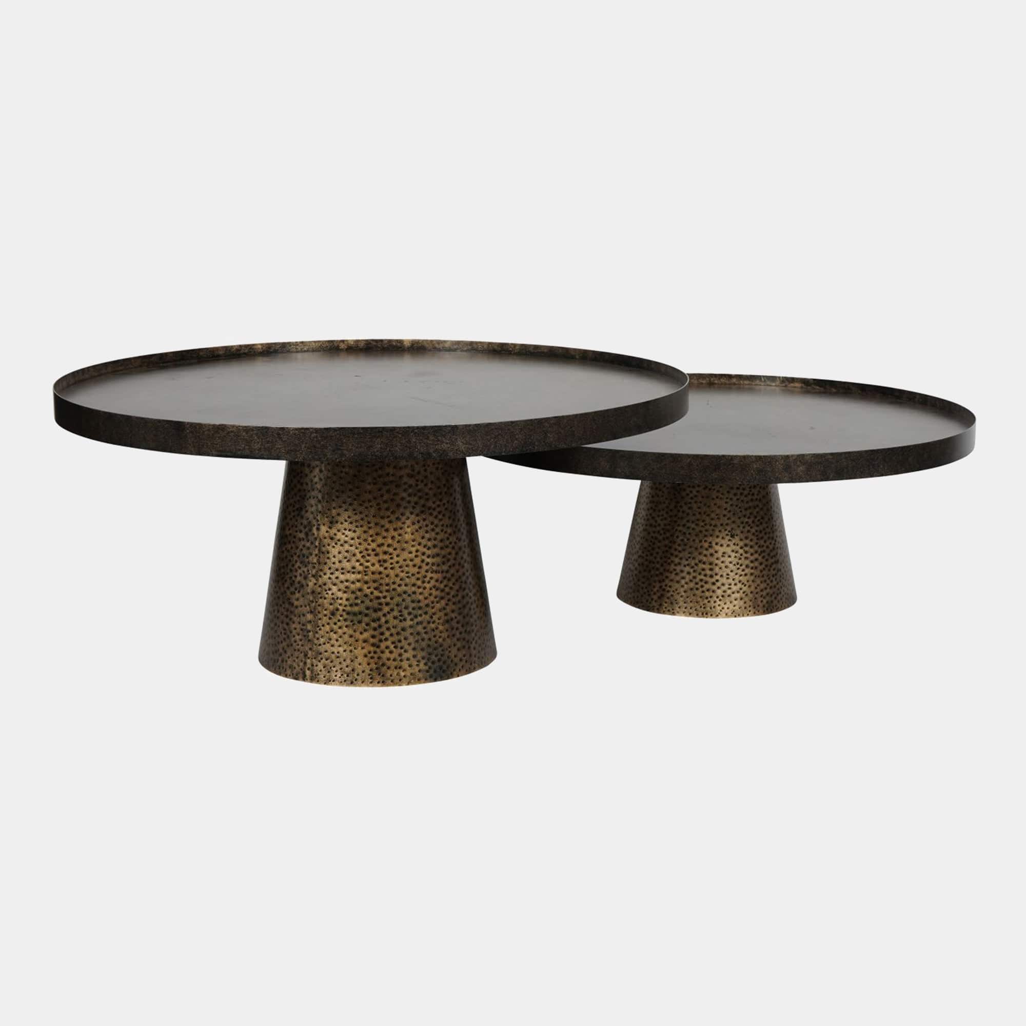 Carmel - Set of 2 Iron Coffee Tables In Rustic Antique Gold