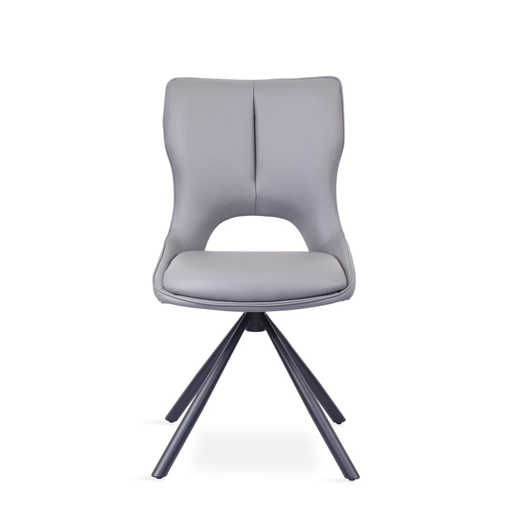 180cm Dining Table Matt Grey Sintered Stone & 6 Dining Chairs In Dark Grey PU