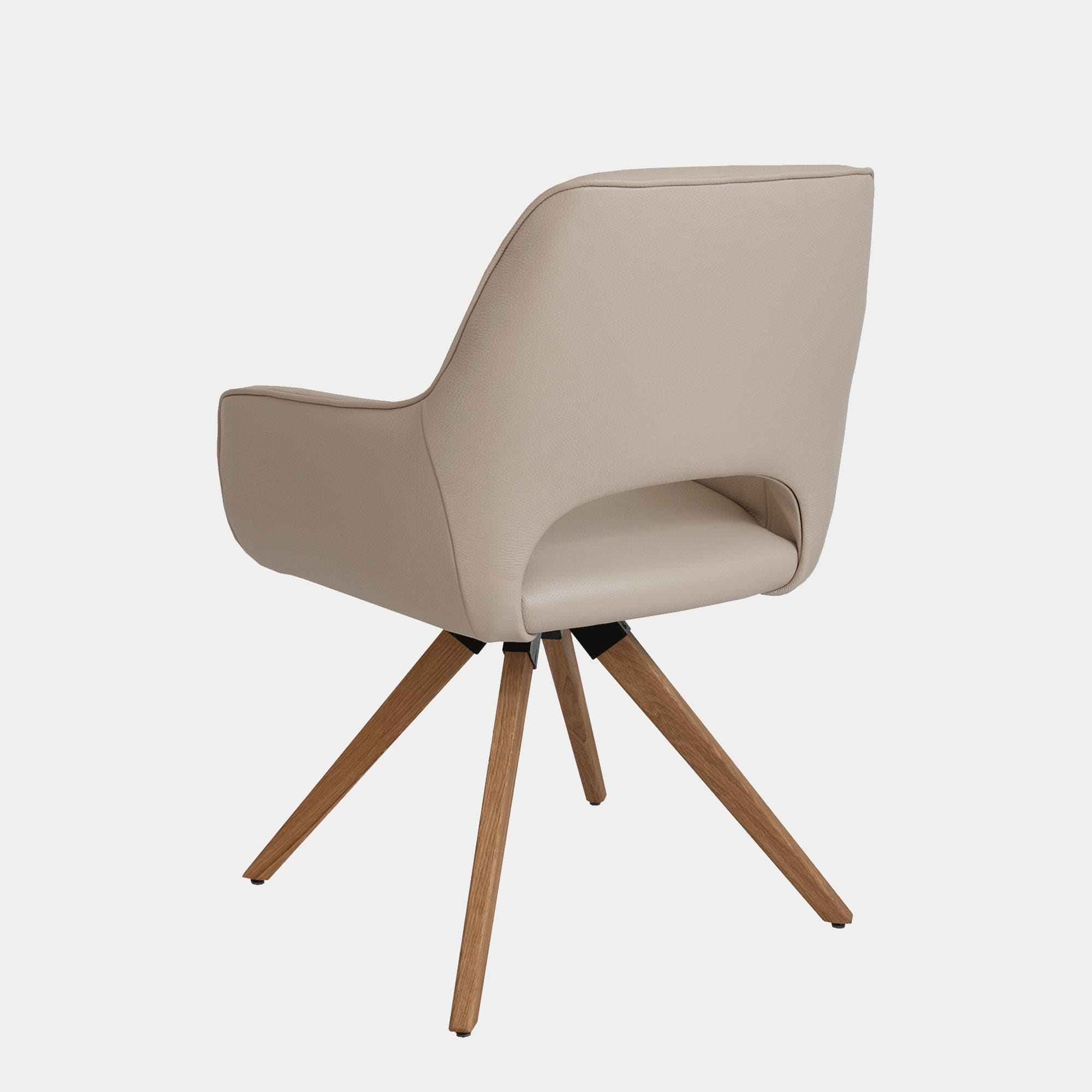 Swivel Dining Chair With 'C' E01 Oiled Oak Leg In Soleda 447 Latte Leather