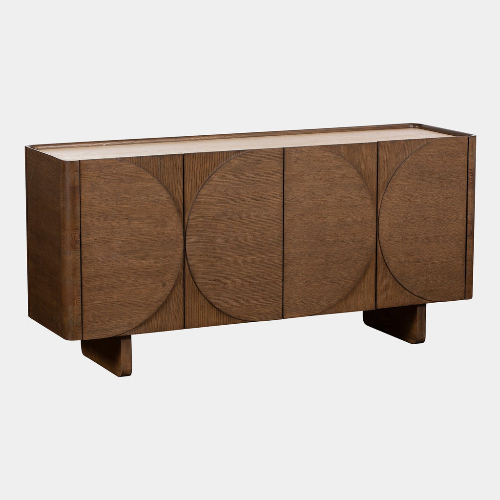 Calvin 4 Door Sideboard Faux Travertine Top