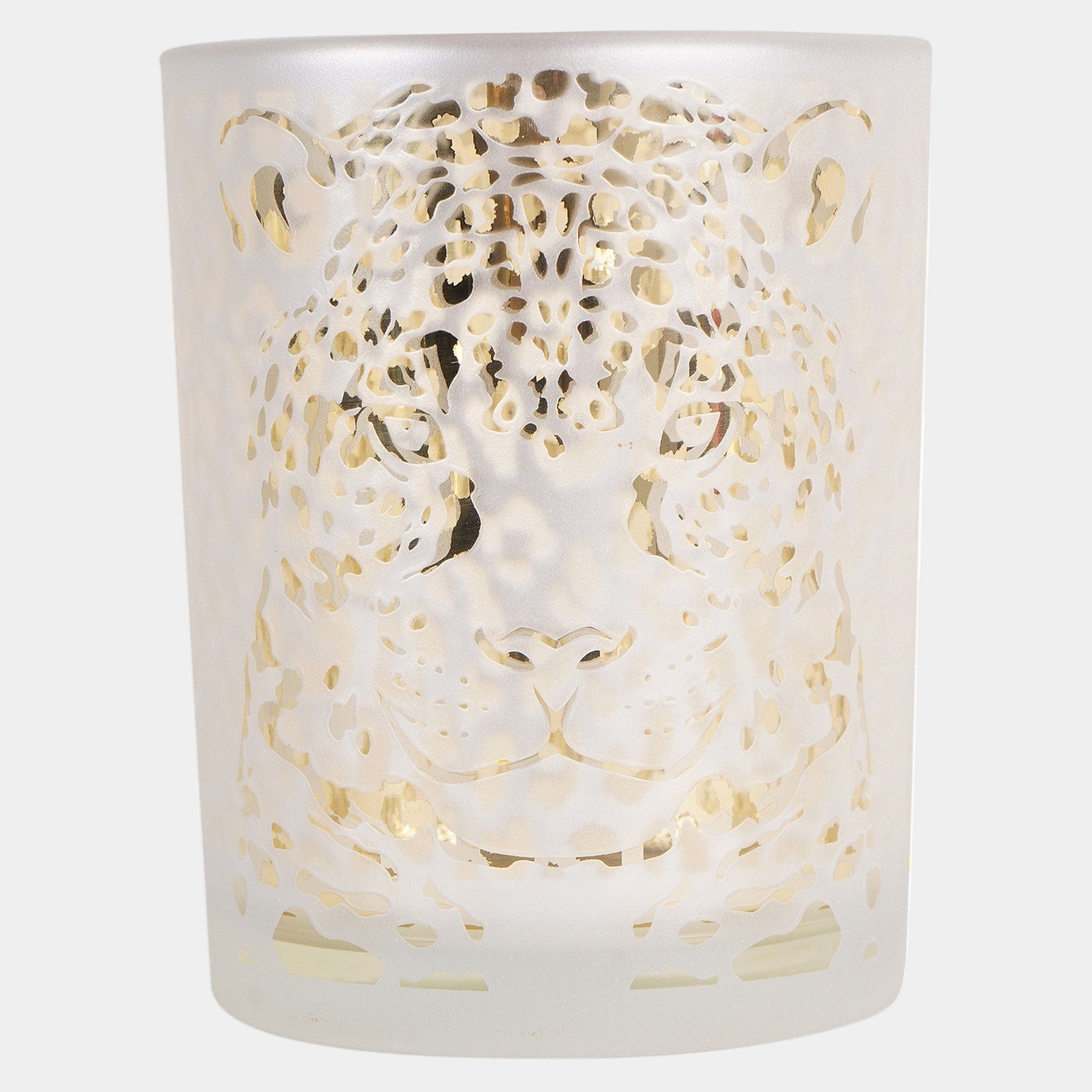 Leopard Head - Glass Candle Holder Small