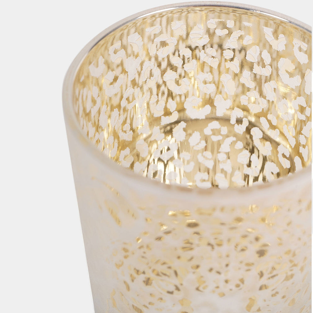 Leopard Head - Glass Candle Holder Small