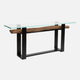 Lampu - Console Table With Reclaimed Railway Sleeper & Glass Top