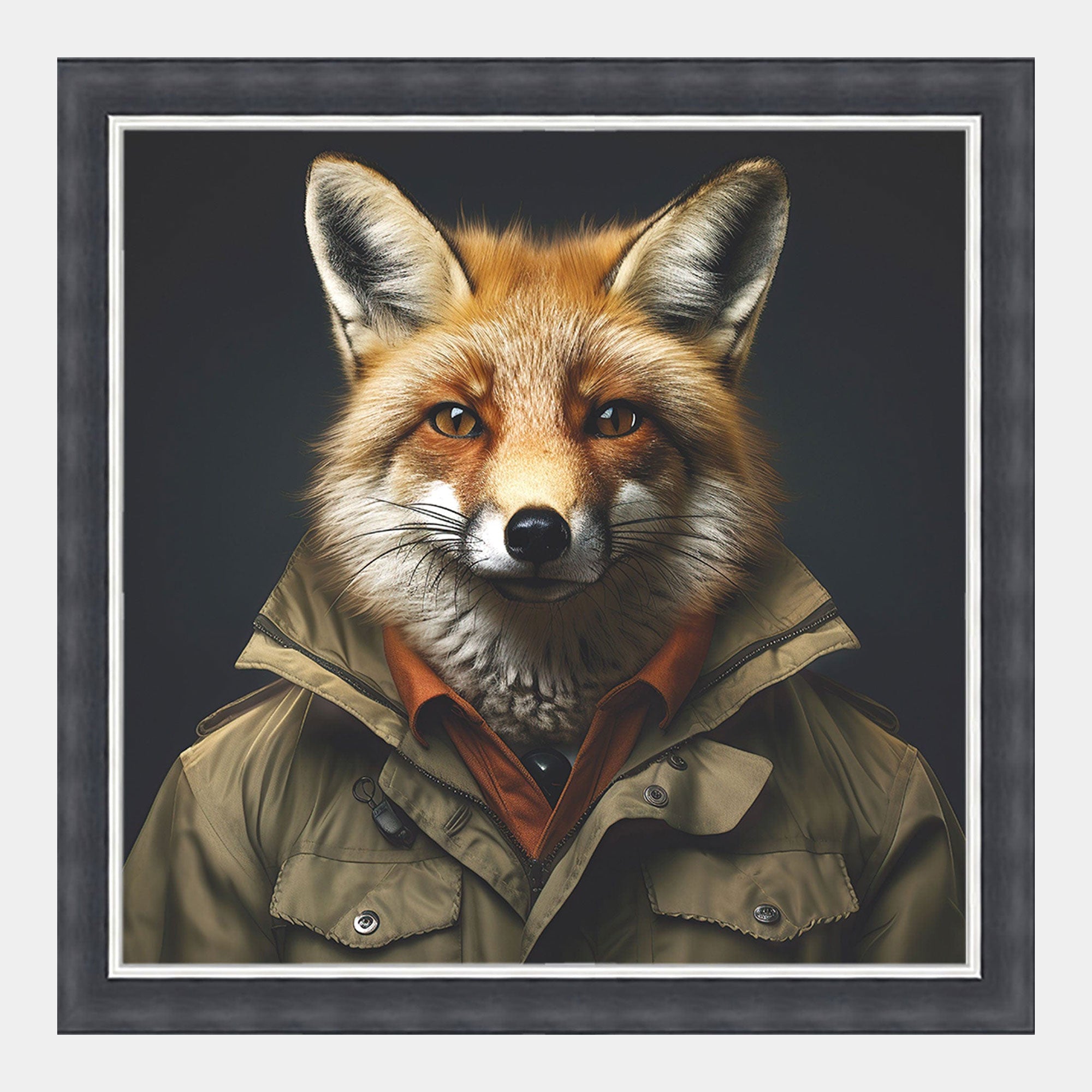 Hunting Fox - Framed Wall Art Print
