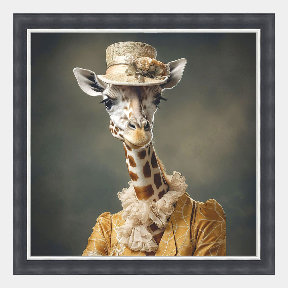 Dressed Up Female Giraffe - Framed Wall Art Print