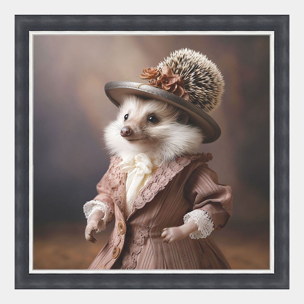 Dressed Up Female Hedgehog - Framed Wall Art Print