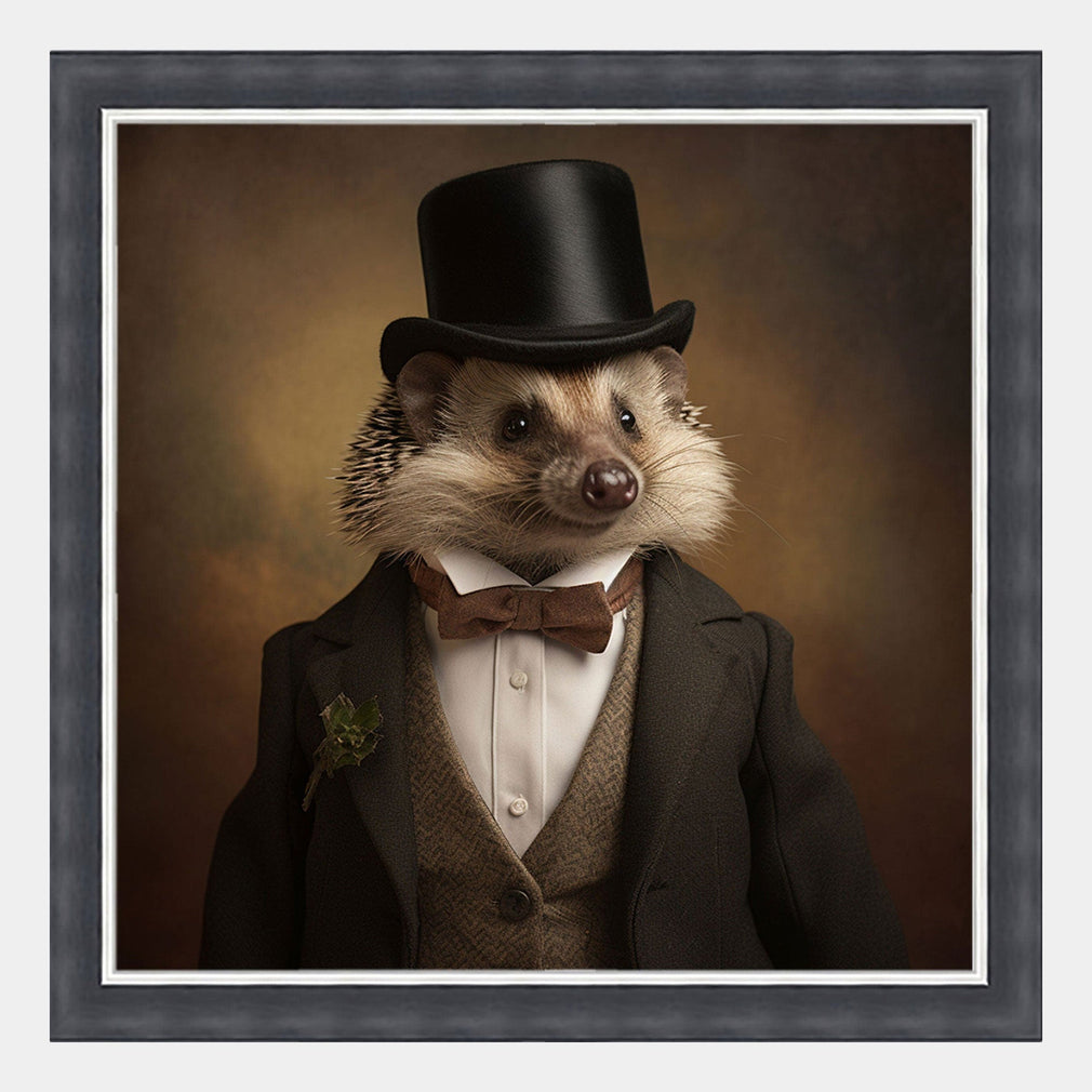 Dressed Up Male Hedgehog - Framed Wall Art Print