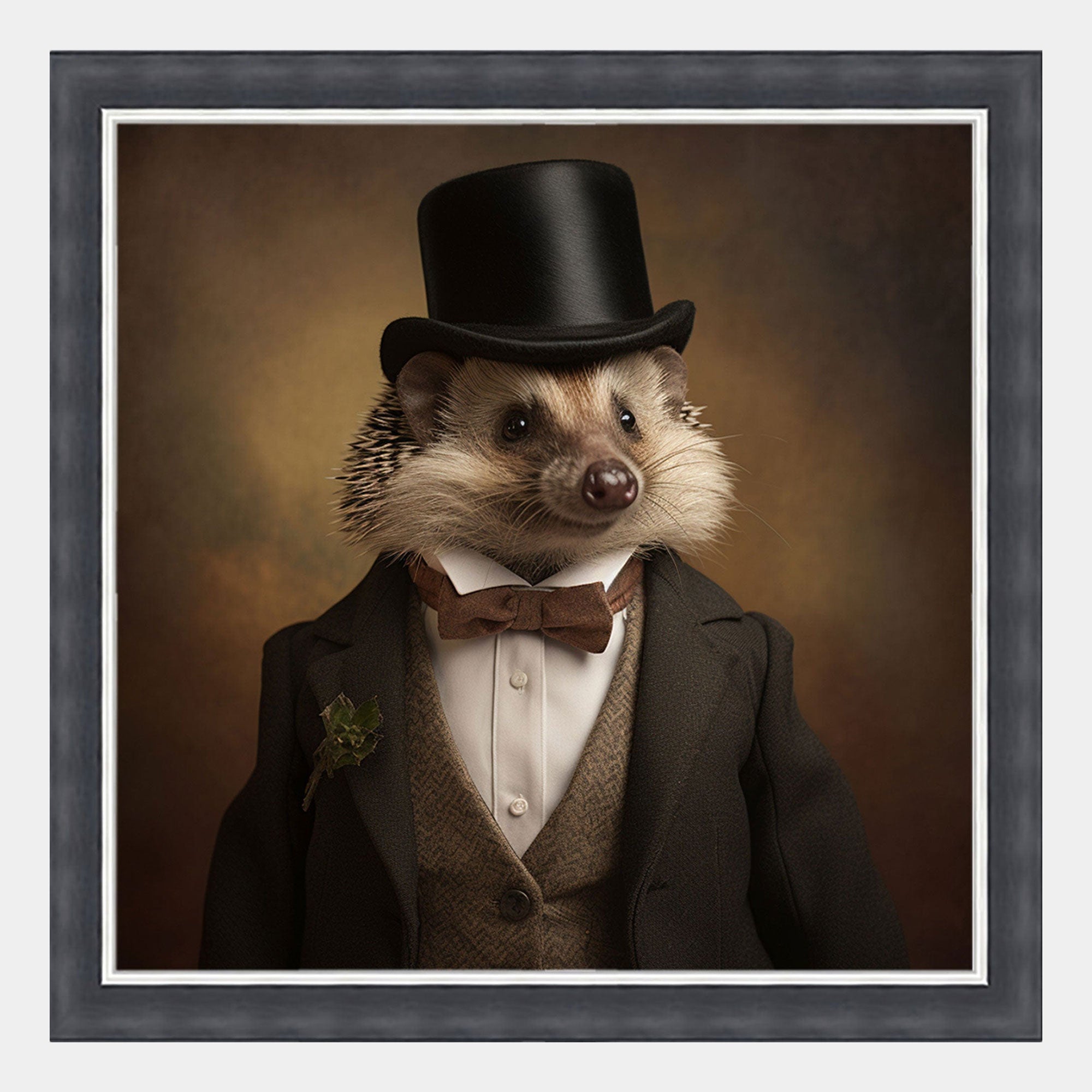 Dressed Up Male Hedgehog - Framed Wall Art Print