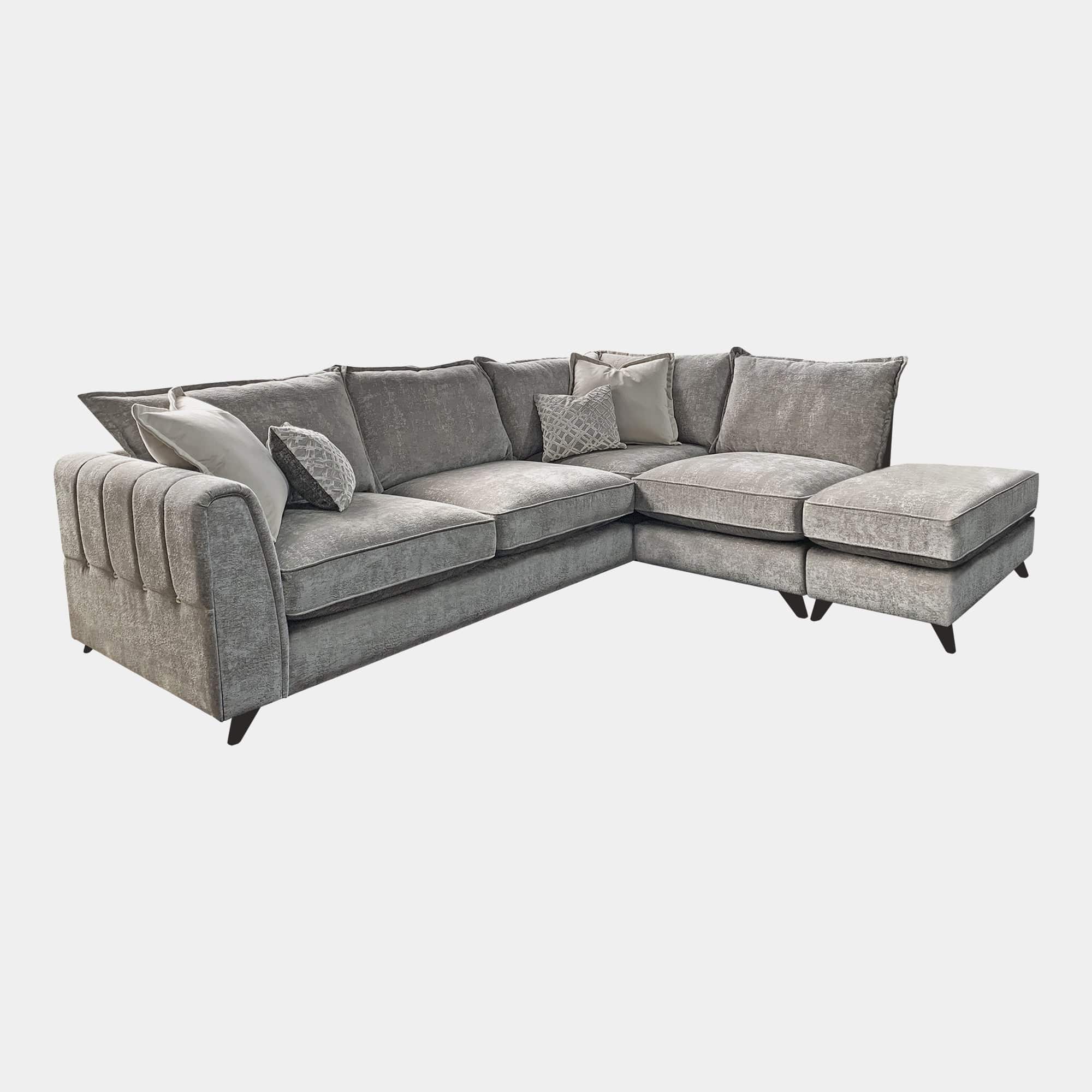 Adele - 3 Seat RHF Chaise Sofa & Loafer Footstool In Fabric