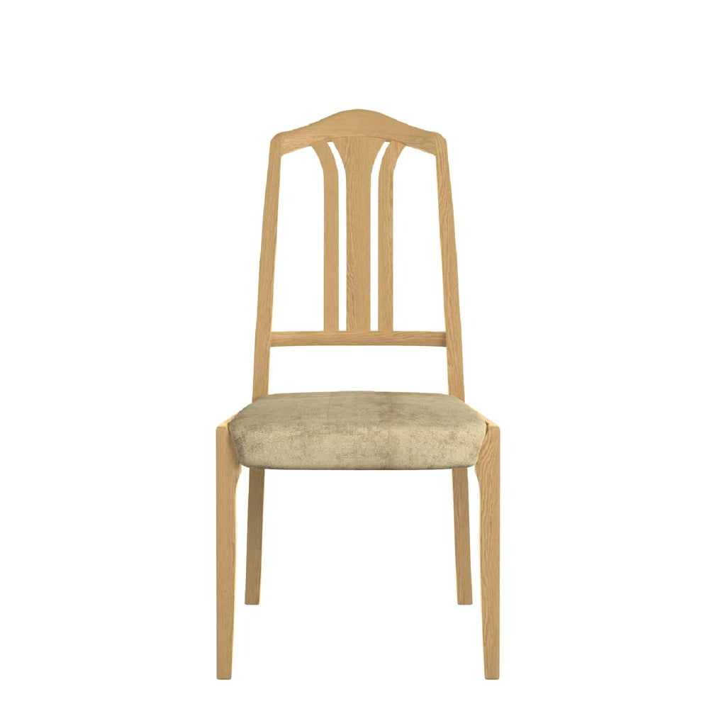 Slat Back Dining Chair In Mushroom Fabric