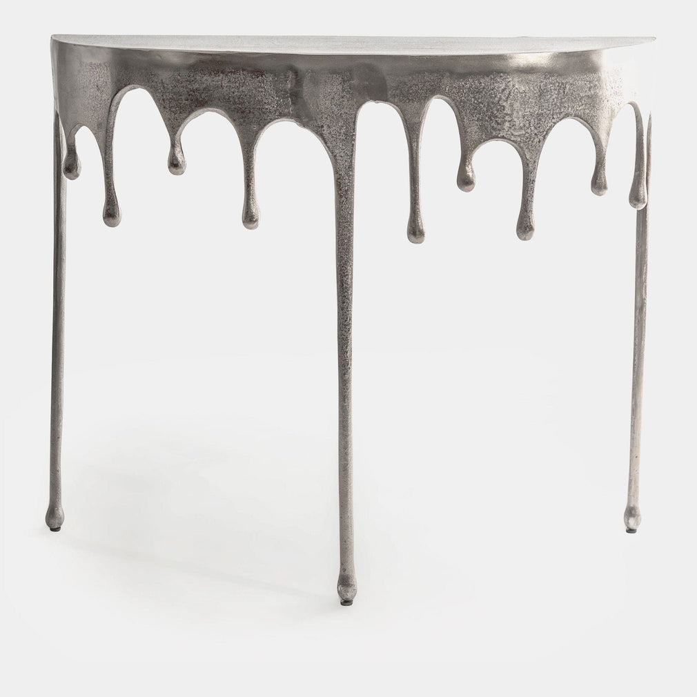 Samana Oval Aluminium Console Table in Nickel (WG)