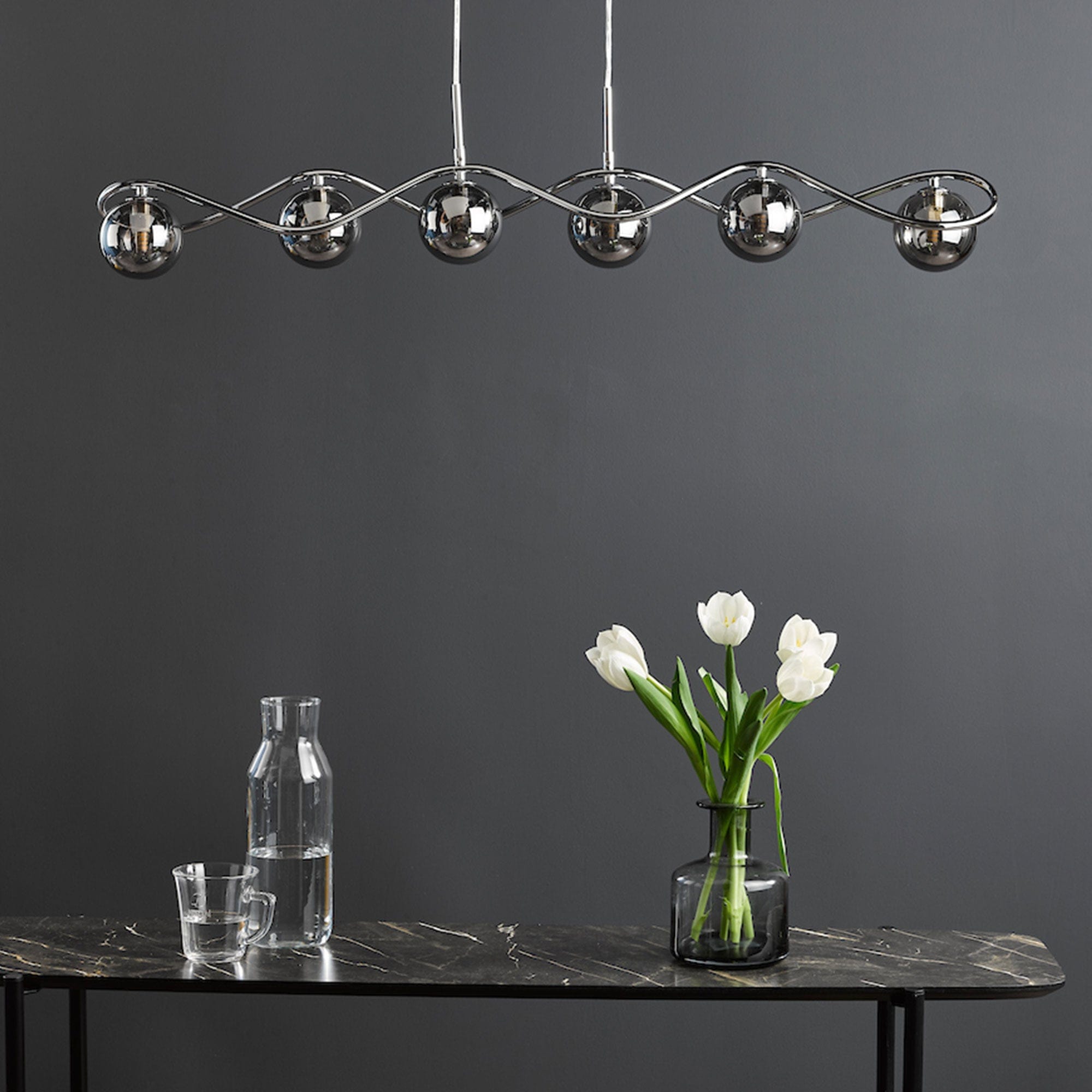 Santorini - Polished Chrome 6 Light Bar Pendant