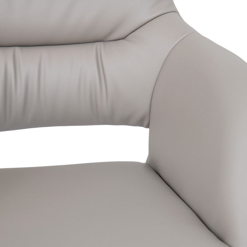 Swivel Dining Chair In Taupe PU With Black Metal Base