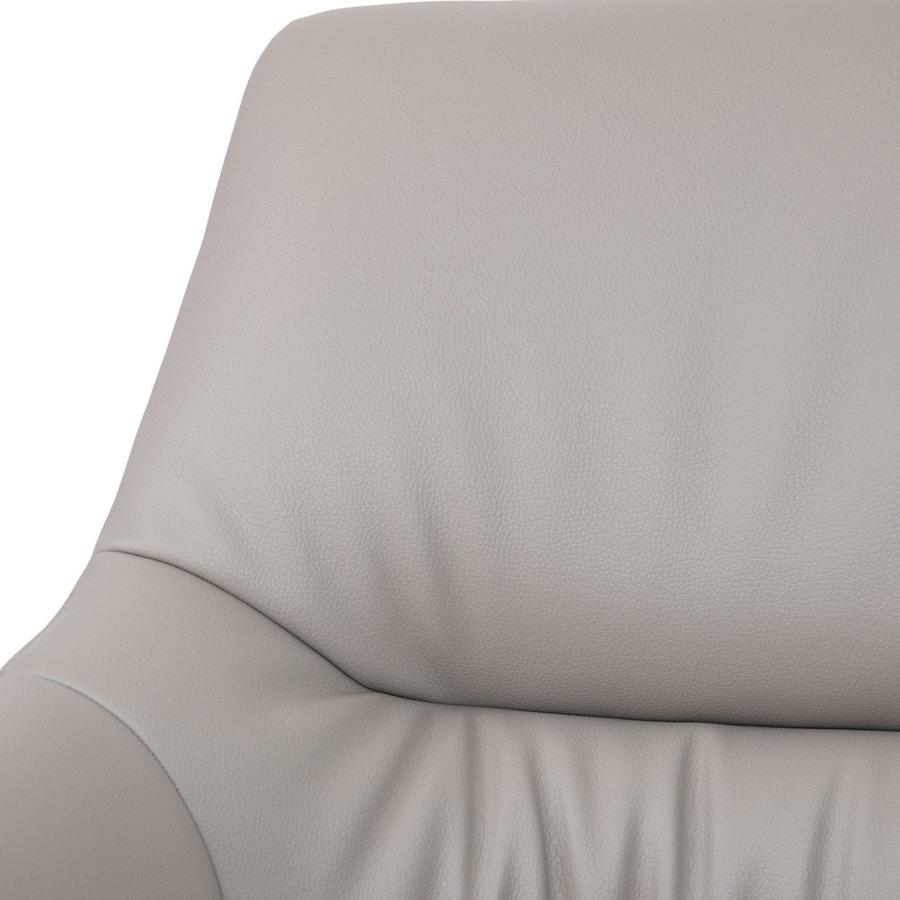 Swivel Dining Chair In Taupe PU With Black Metal Base