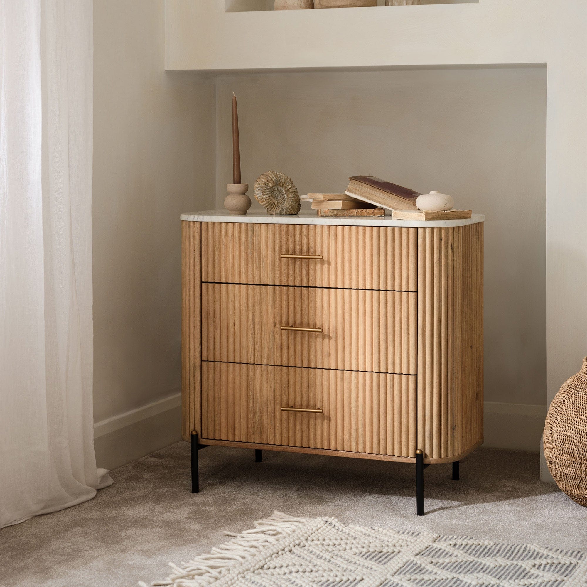 Bombay - 3 Drawer Chest With Marble Top