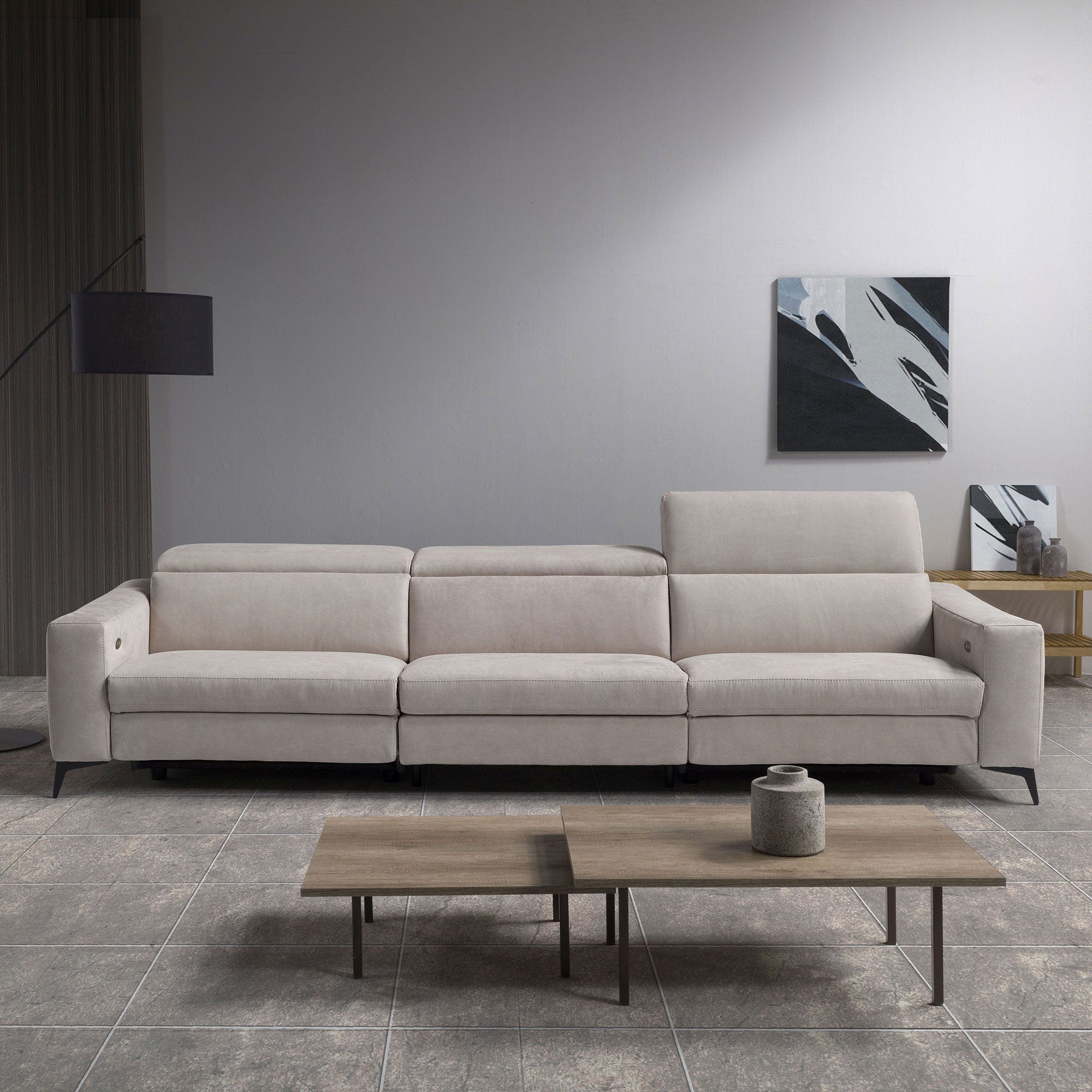 3 Seat Maxi Sofa With 2 Power Recliners In Microfibre