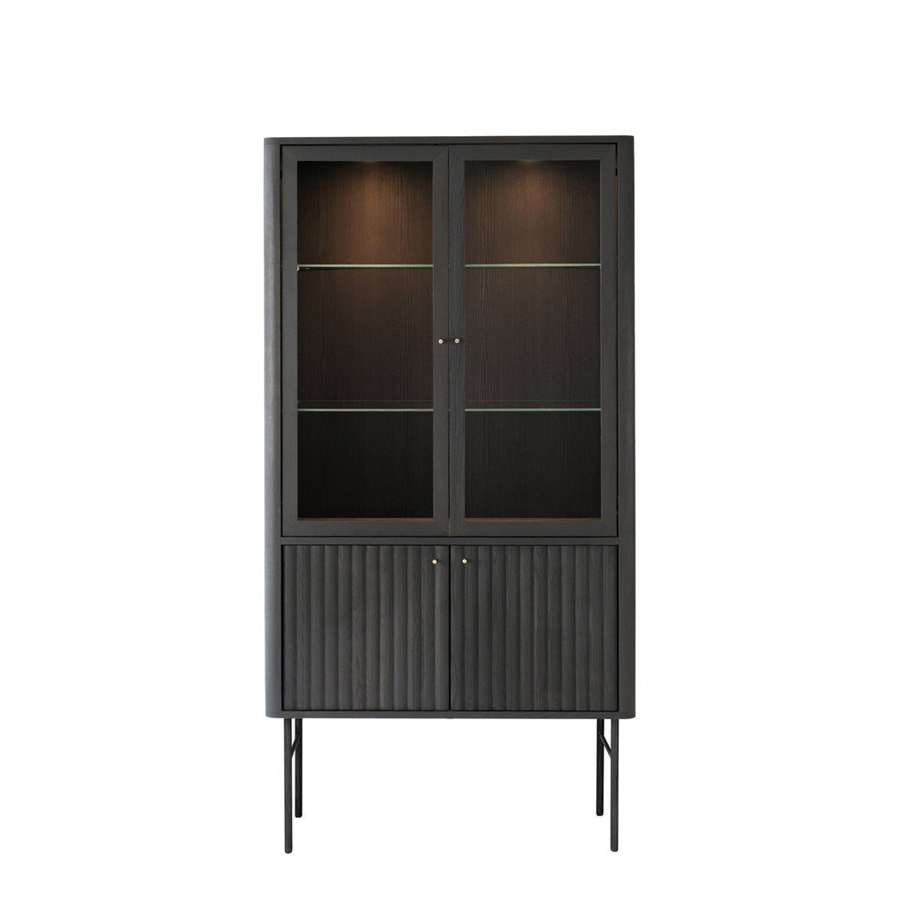 Thoren - 2 Door Tall Display Unit With Wooden Legs