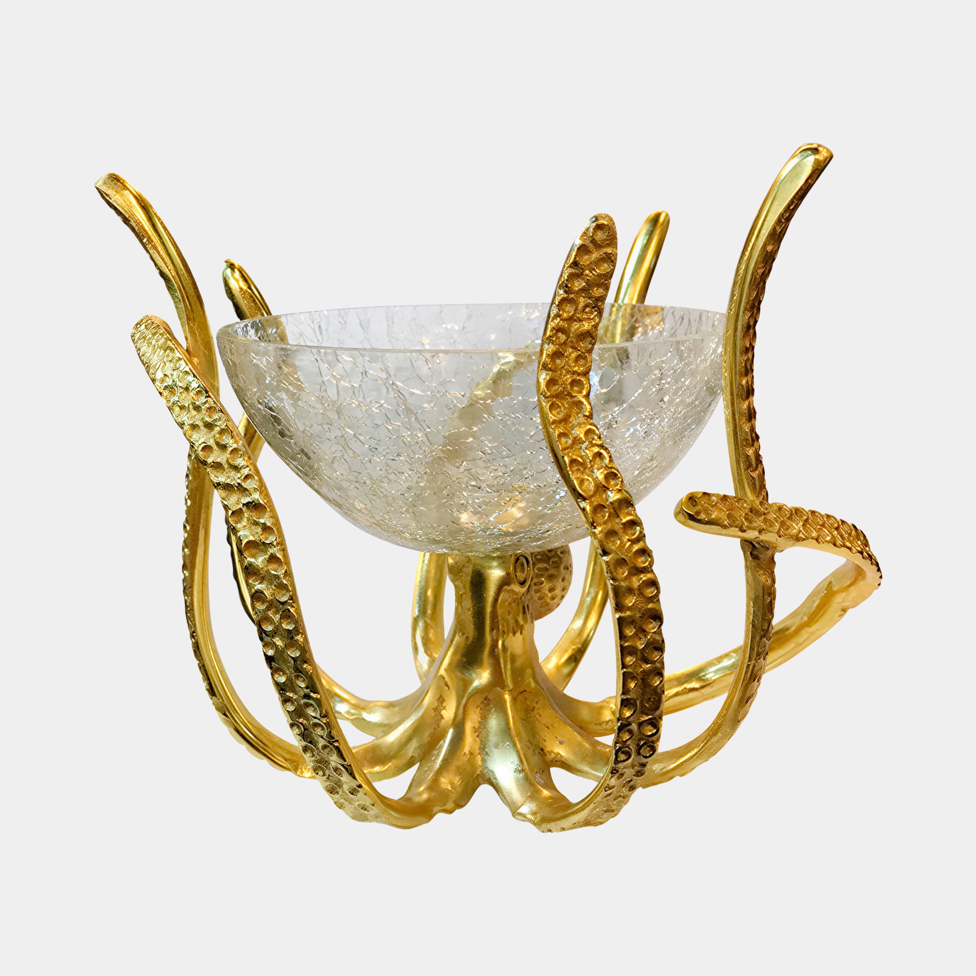 Culinary Concepts - Octopus Crackle Glass Mini Bowl & Stand, Gold