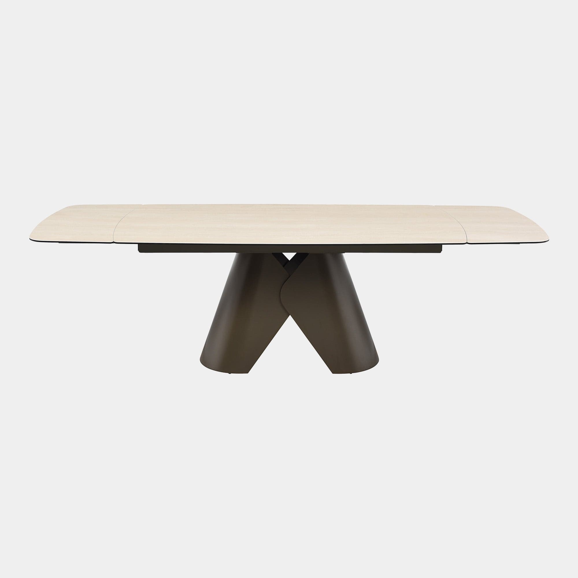 Verona - 180cm Extending Dining Table In Beige Ceramic with Vintage Bronze Base