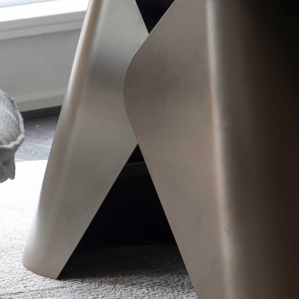 Verona - 180cm Extending Dining Table In Beige Ceramic with Vintage Bronze Base