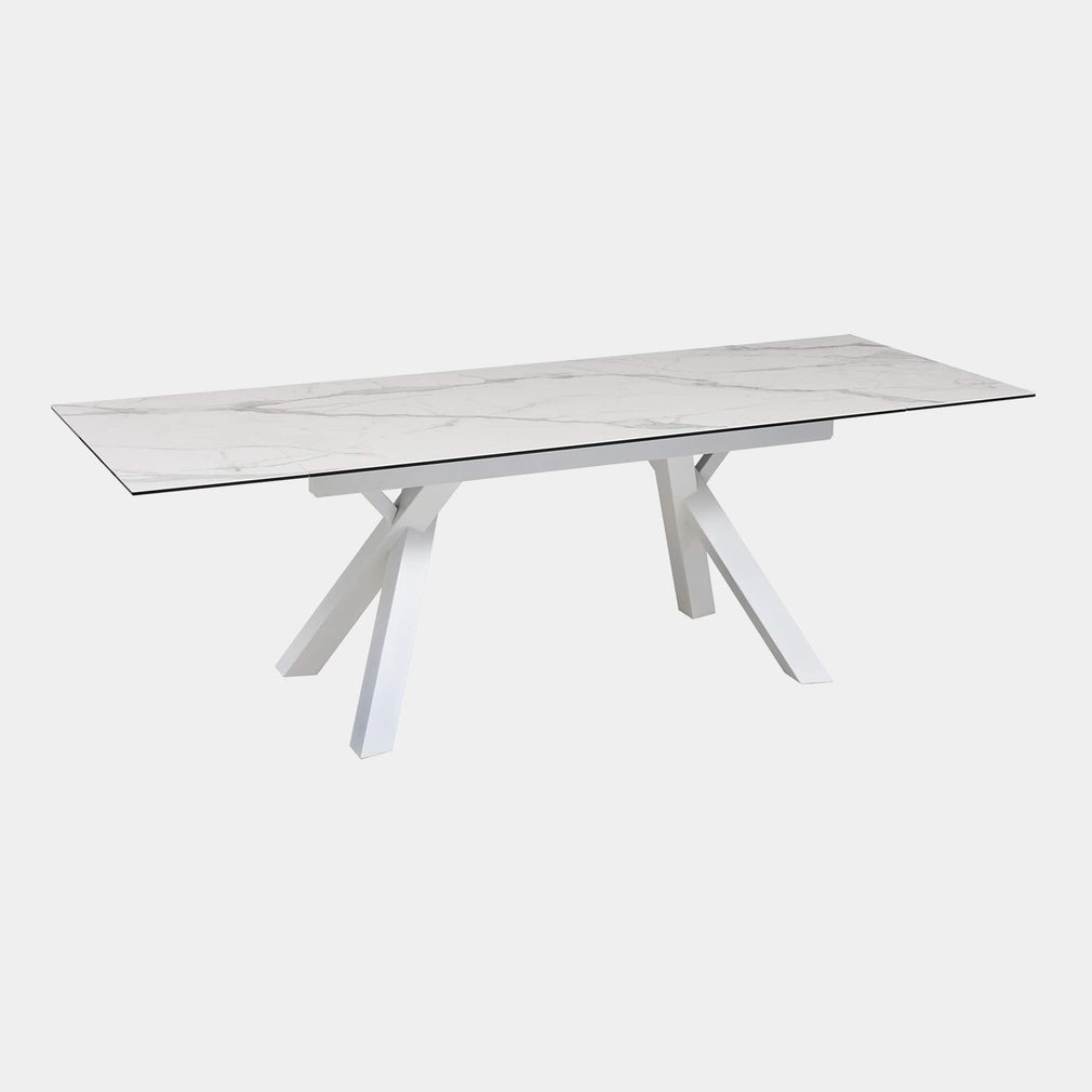 Scanno - 160cm Extending Dining Table In Matt White Ceramic with White Legs