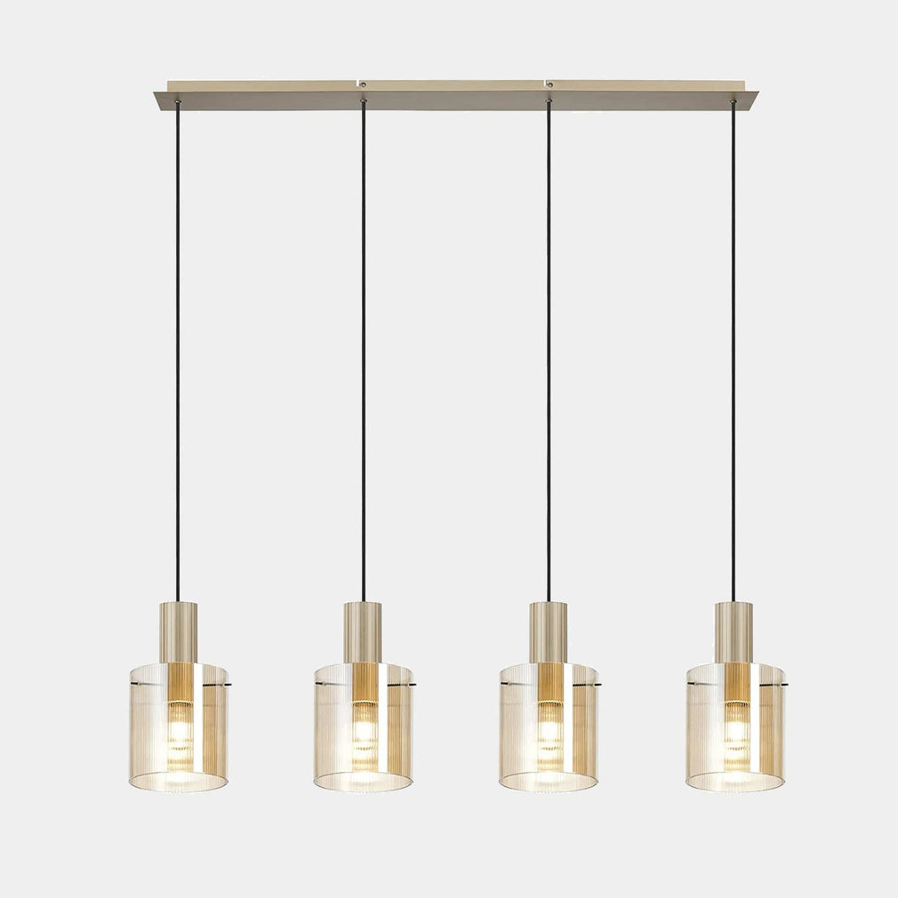 Rizzi Ribbed Narrow Amber 4 Bar Pendant (W1)