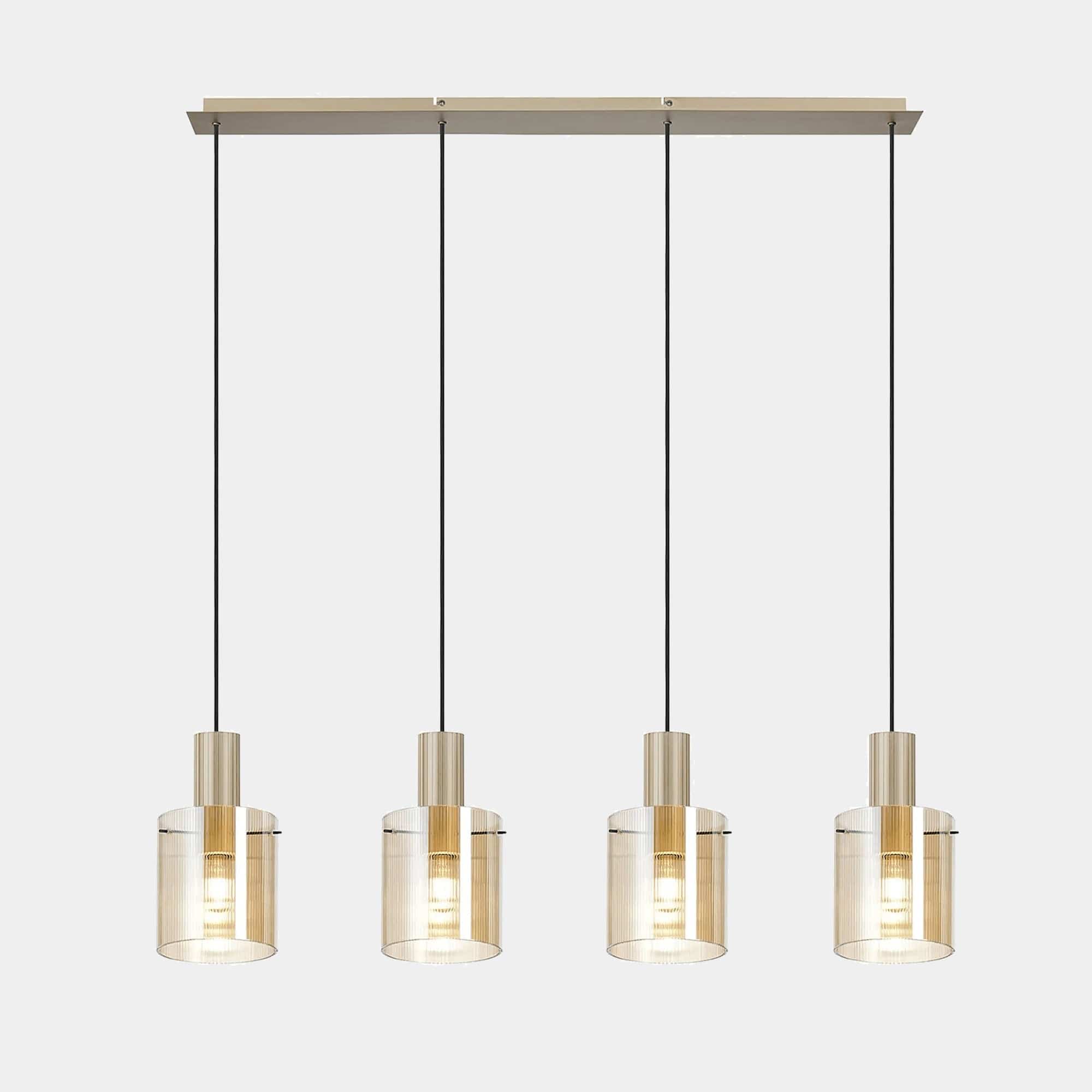 Rizzi Ribbed Narrow Amber 4 Bar Pendant (W1)