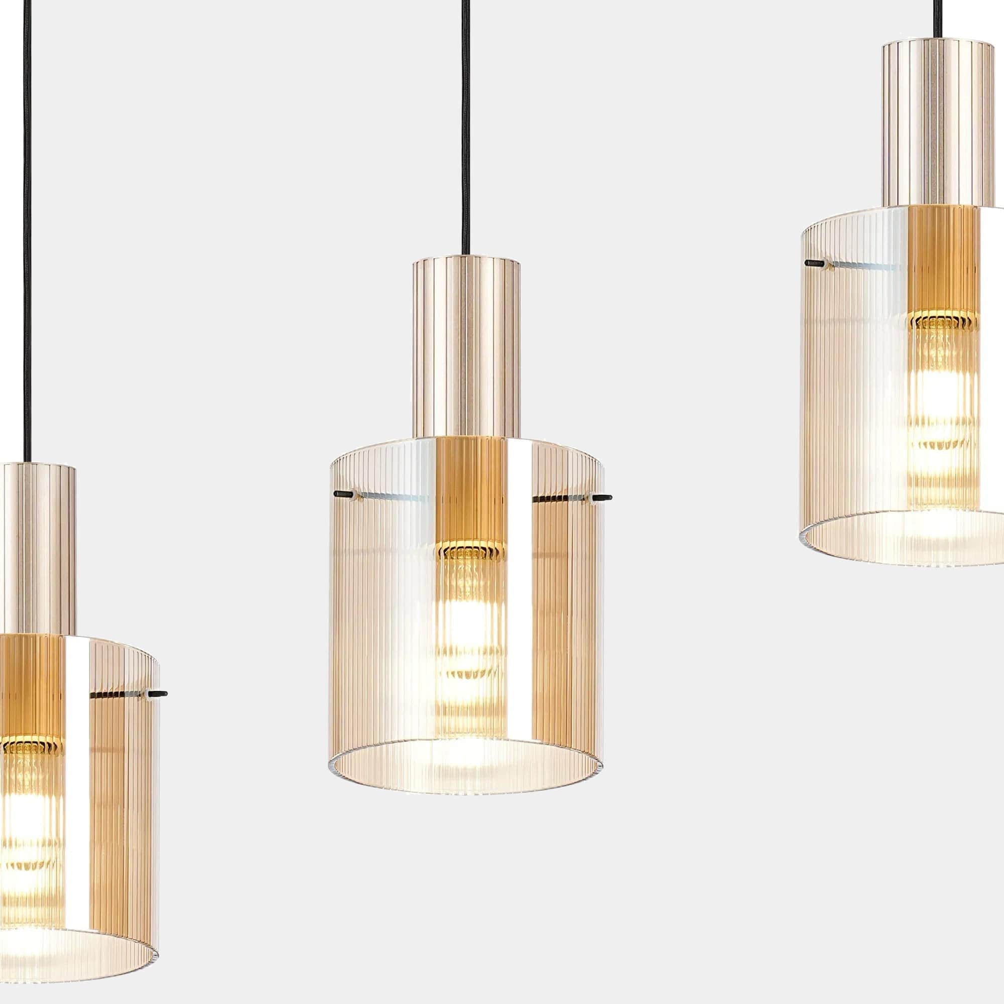 Rizzi Ribbed Narrow Amber 4 Bar Pendant (W1)