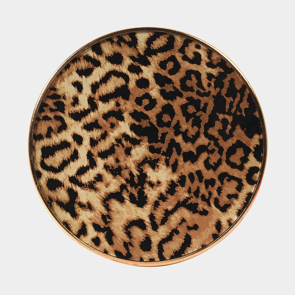 Leopard Print Coasters with Holder Set of 4 (BA)