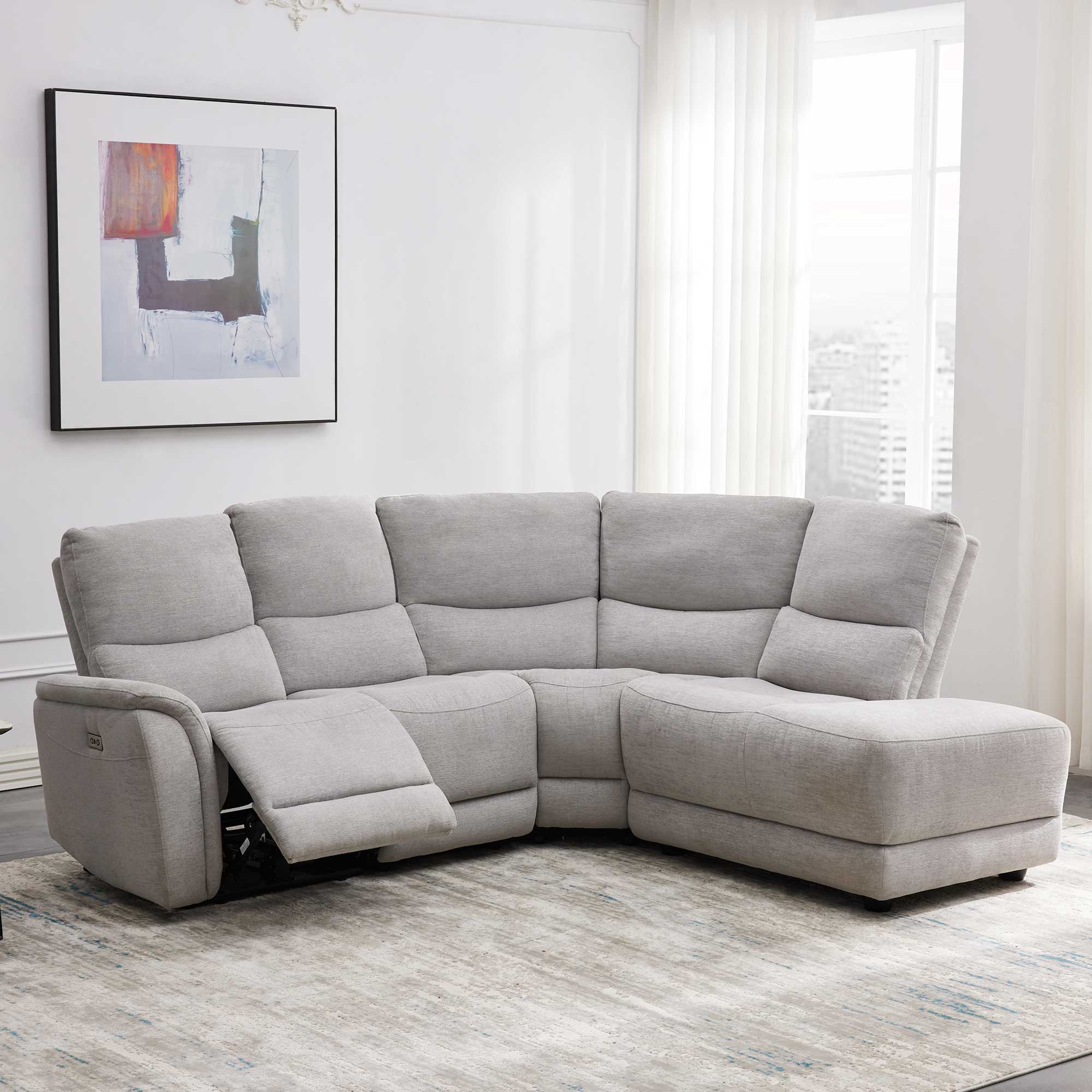 Riviera - RHF Chaise Corner Group With Power Recliner In Fabric