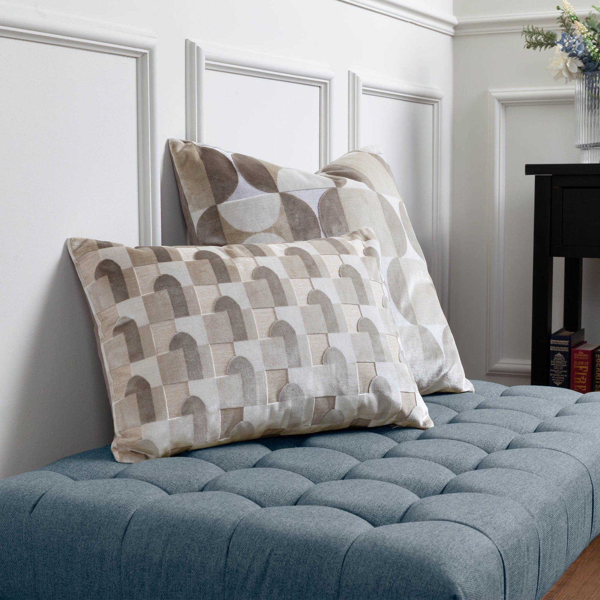 Marrakesh - Natural Cut Velvet Cushion 35x50cm