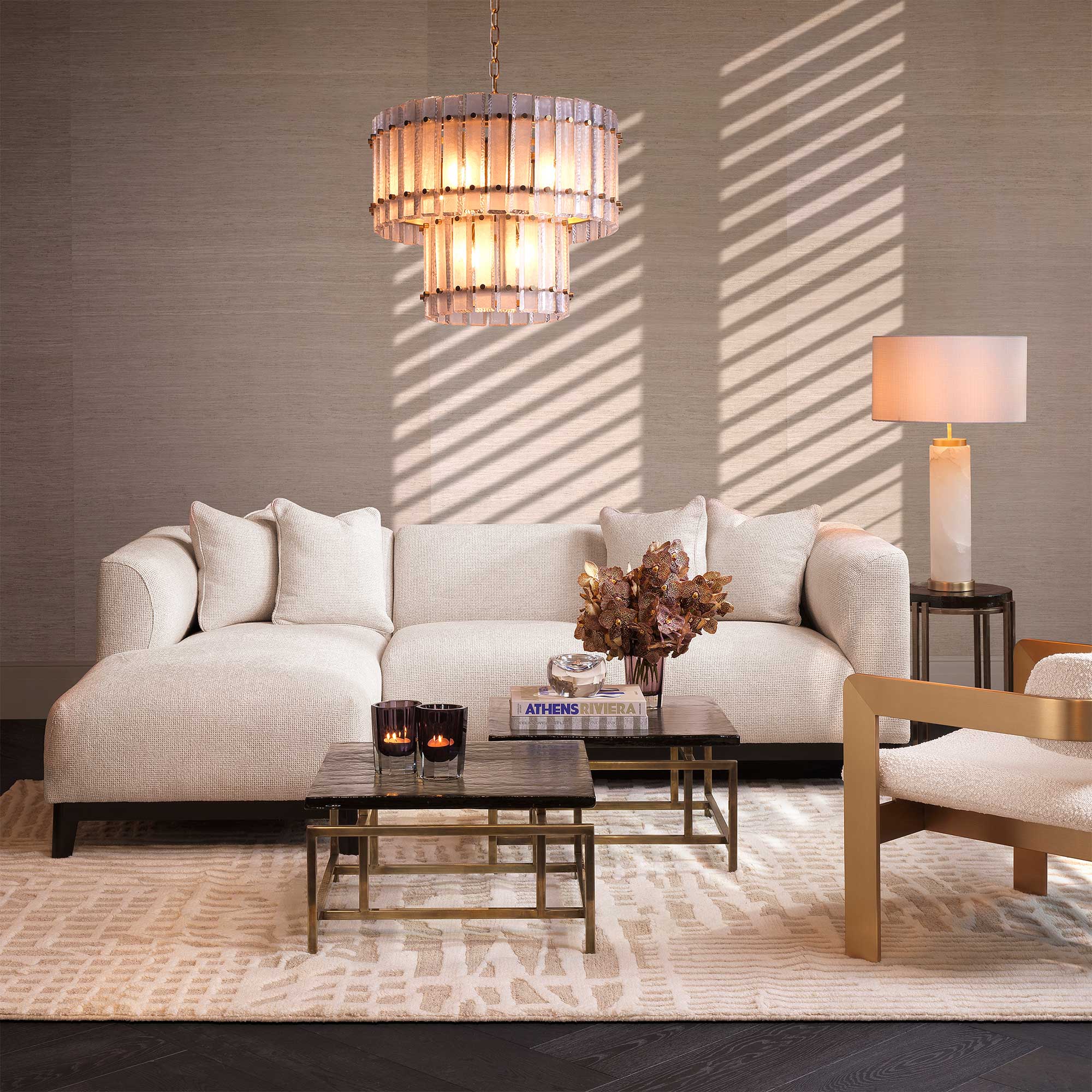 Eichholtz Corso - LHF Chaise Lounge Sofa In Fabric Lyssa Off-White