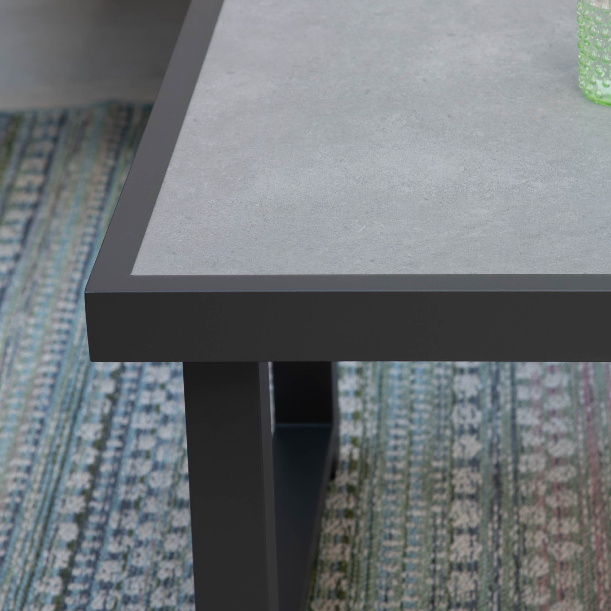 Wicker 2 Seat Sofa Set In Aluminium And Sintered Stone Top