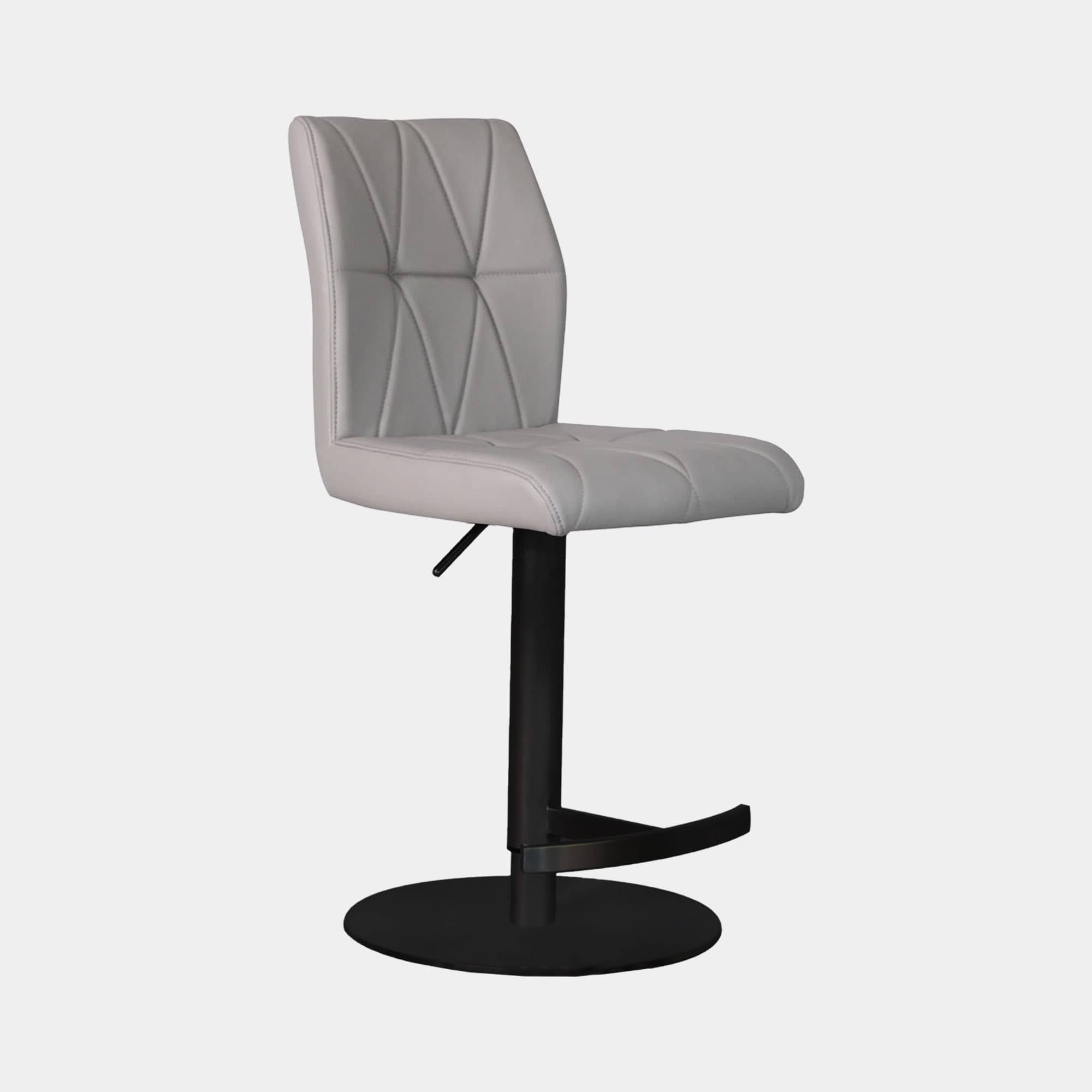 Essen - Light Grey PU Bar Stool With Black Metal Base
